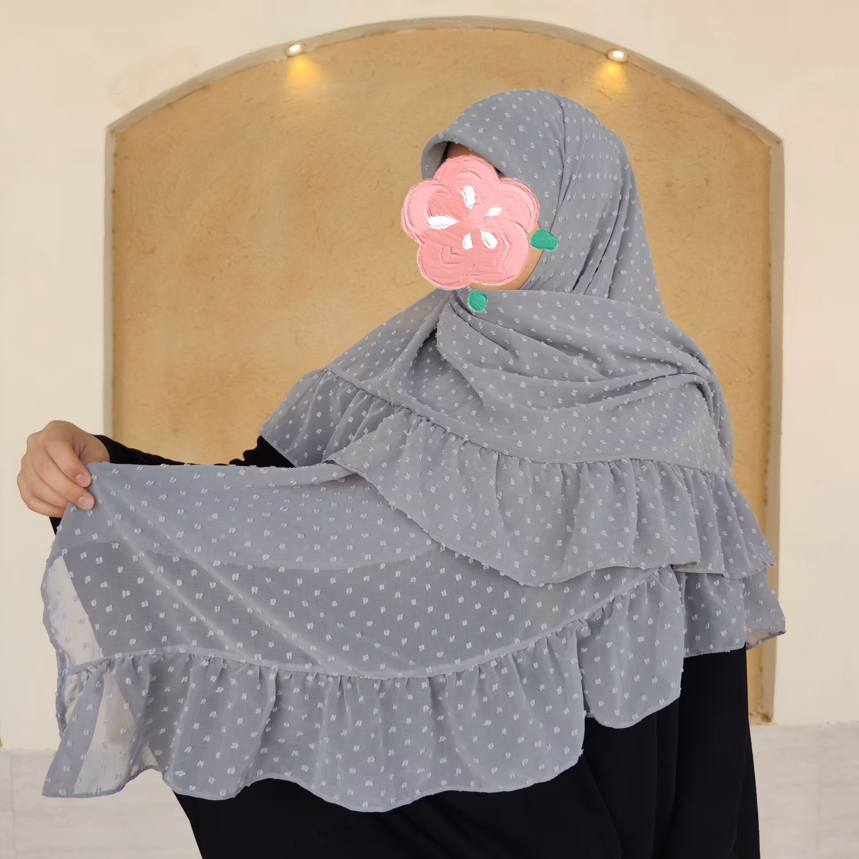 روسری حریر اشکی چیندار. قواره 130