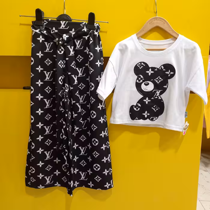 کراپ شلوار دخترانه سفید و مشکی سایز 45 تا 60 کیفیت عالی