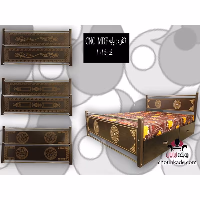 تخت خواب دو نفره پایه CNC MDF