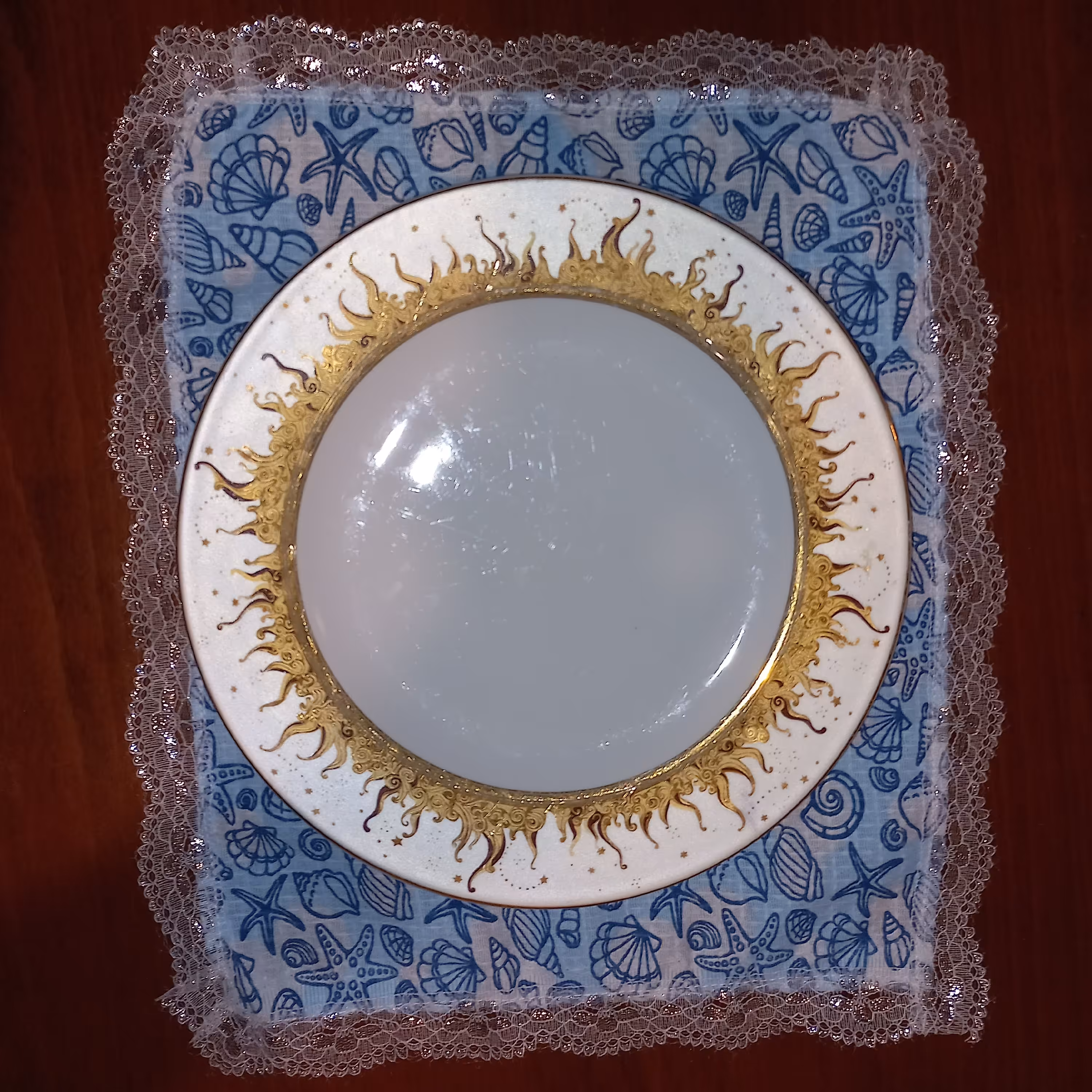 زیر بشقابی پارچه ای نواردوزی شده یک عدد