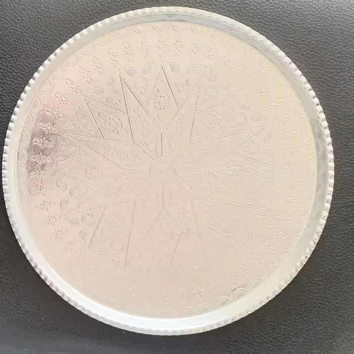 سینی مسی گرد زنجان،قطر 28،کلا قلع،طرح ترمه ارسال رایگان 