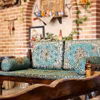 ست 5 تکه پشتی سنتی طرح شاه نشین رنگ سبز 