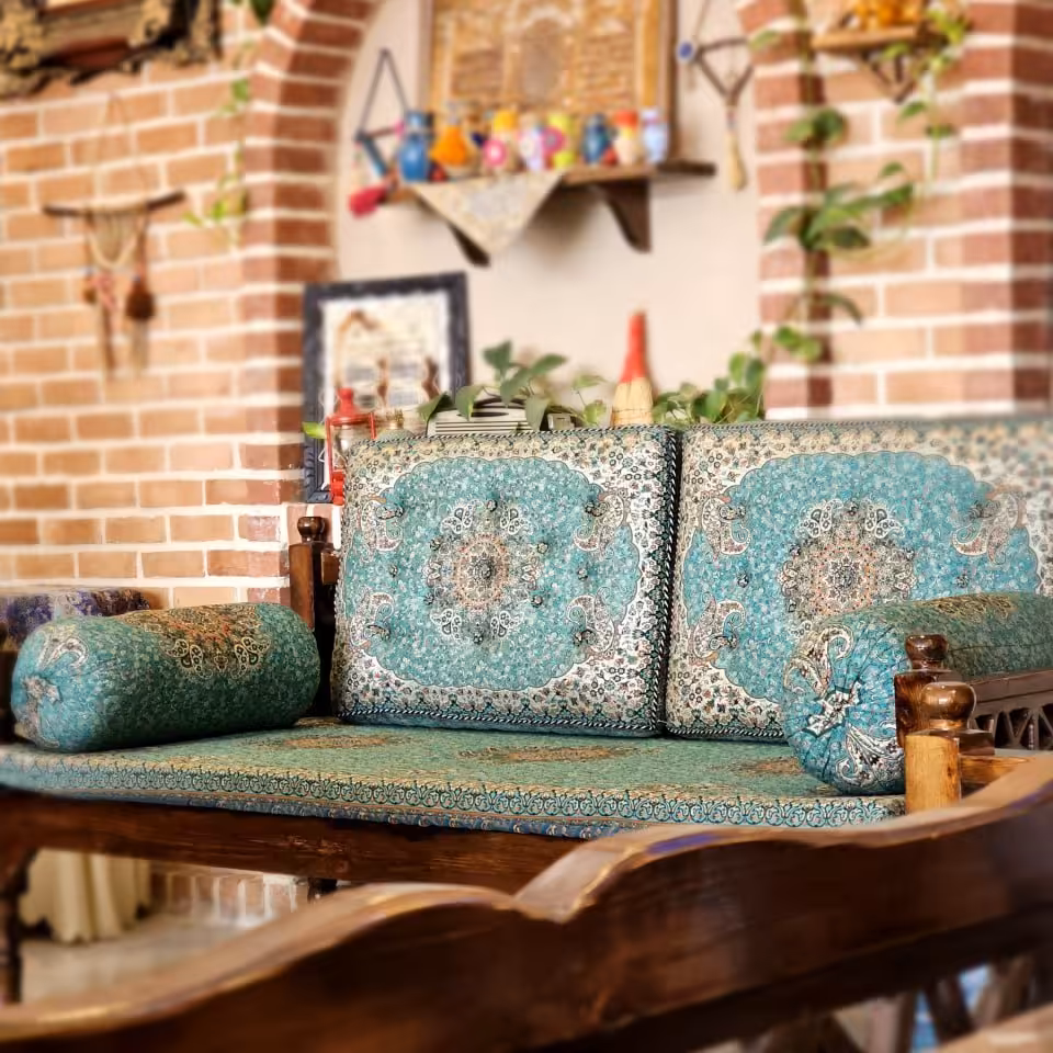 ست 5 تکه پشتی سنتی طرح شاه نشین رنگ سبز 