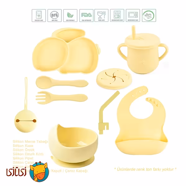 ست 8 تکه غذاخوری سیلیکونی کودک جوجوببک jojobebek طرح خرگوش کد 003