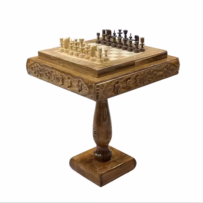 میز سه بازی دور منبت کشودار کد 2636