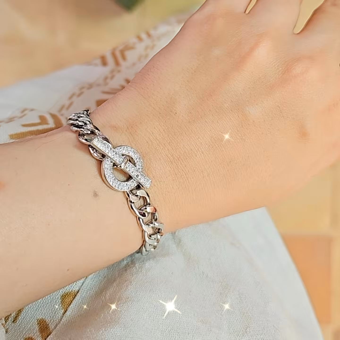 دستبند قفل تی کد 04 استیل رنگ ثابت