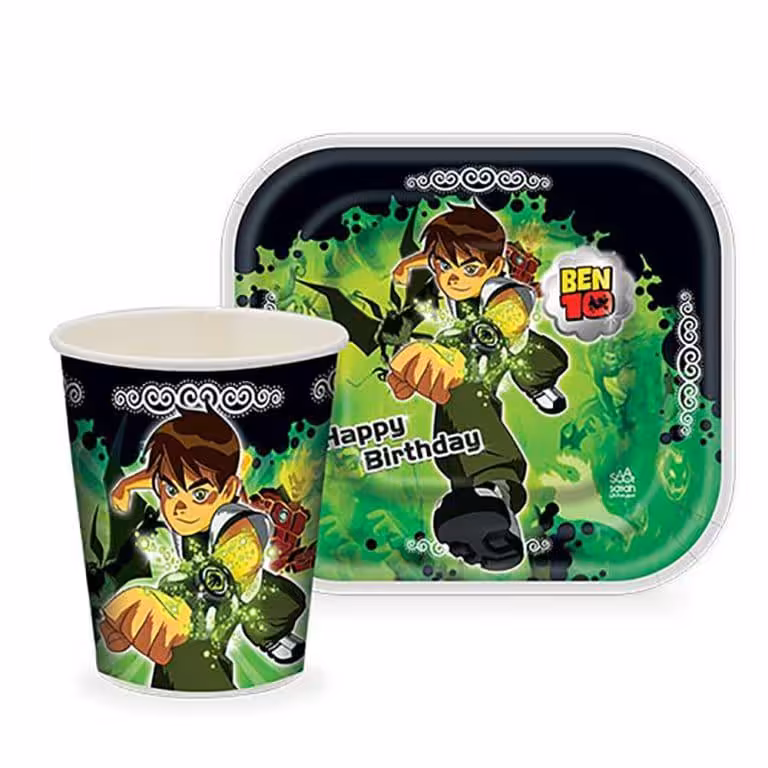 پیش دستی و لیوان تم تولد بن تن | 12 عددی