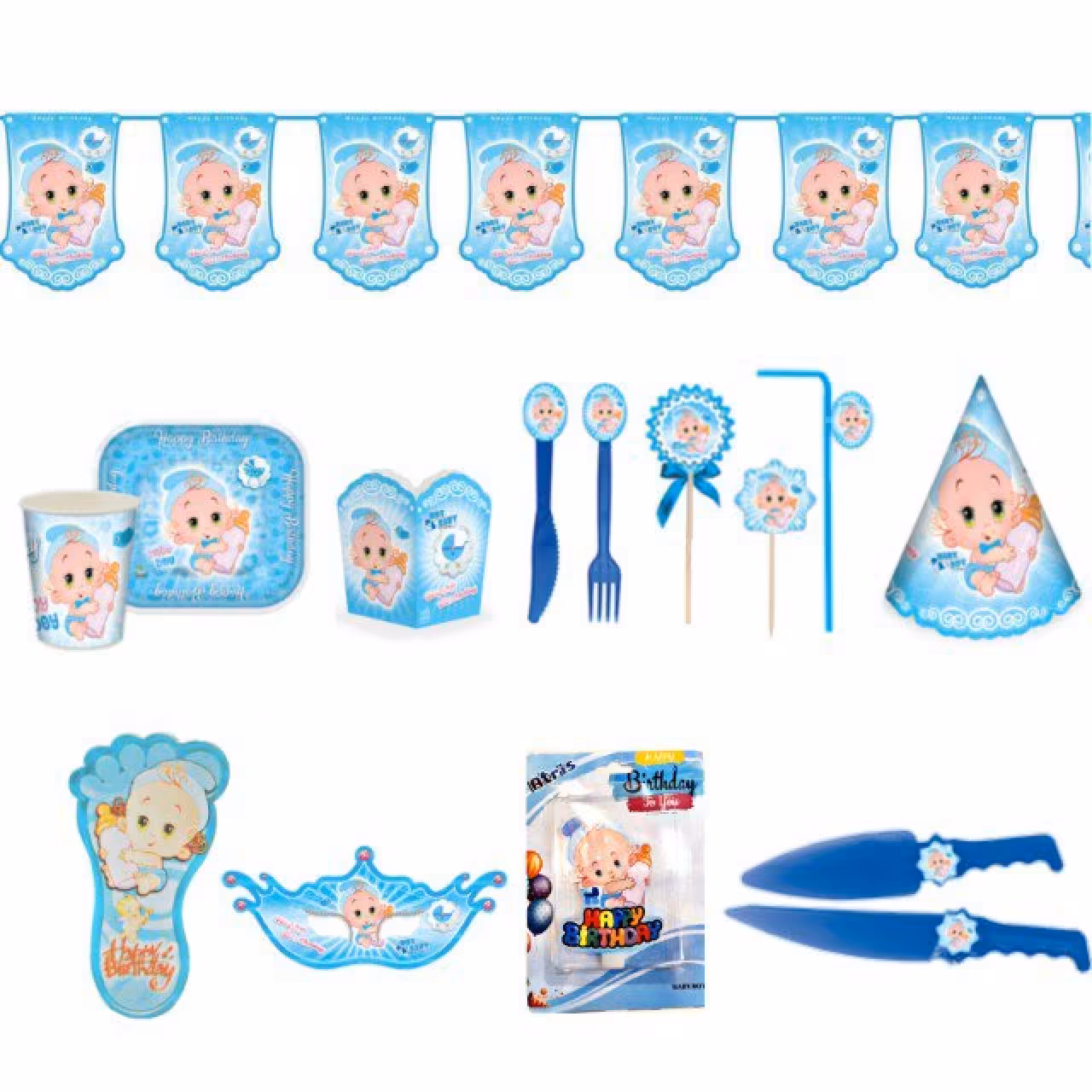 پک کامل تم تولد نوزاد پسر (بیست نفره)