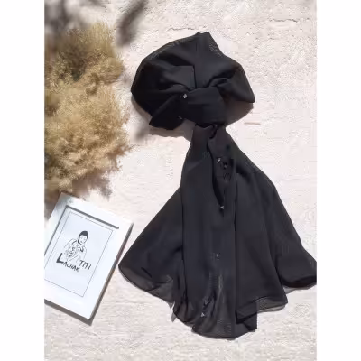 شال نخی مشکی دور پرسی طلایی