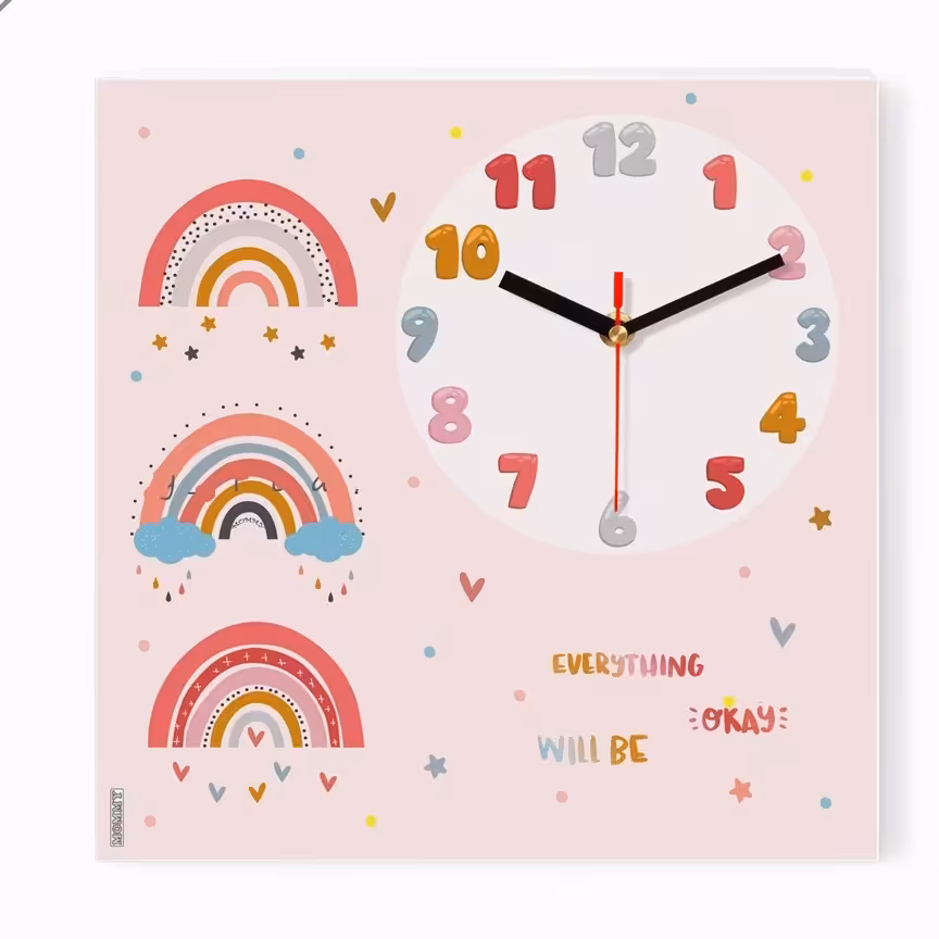 ساعت دیواری اتاق کودک طرح رنگین کمان 1050