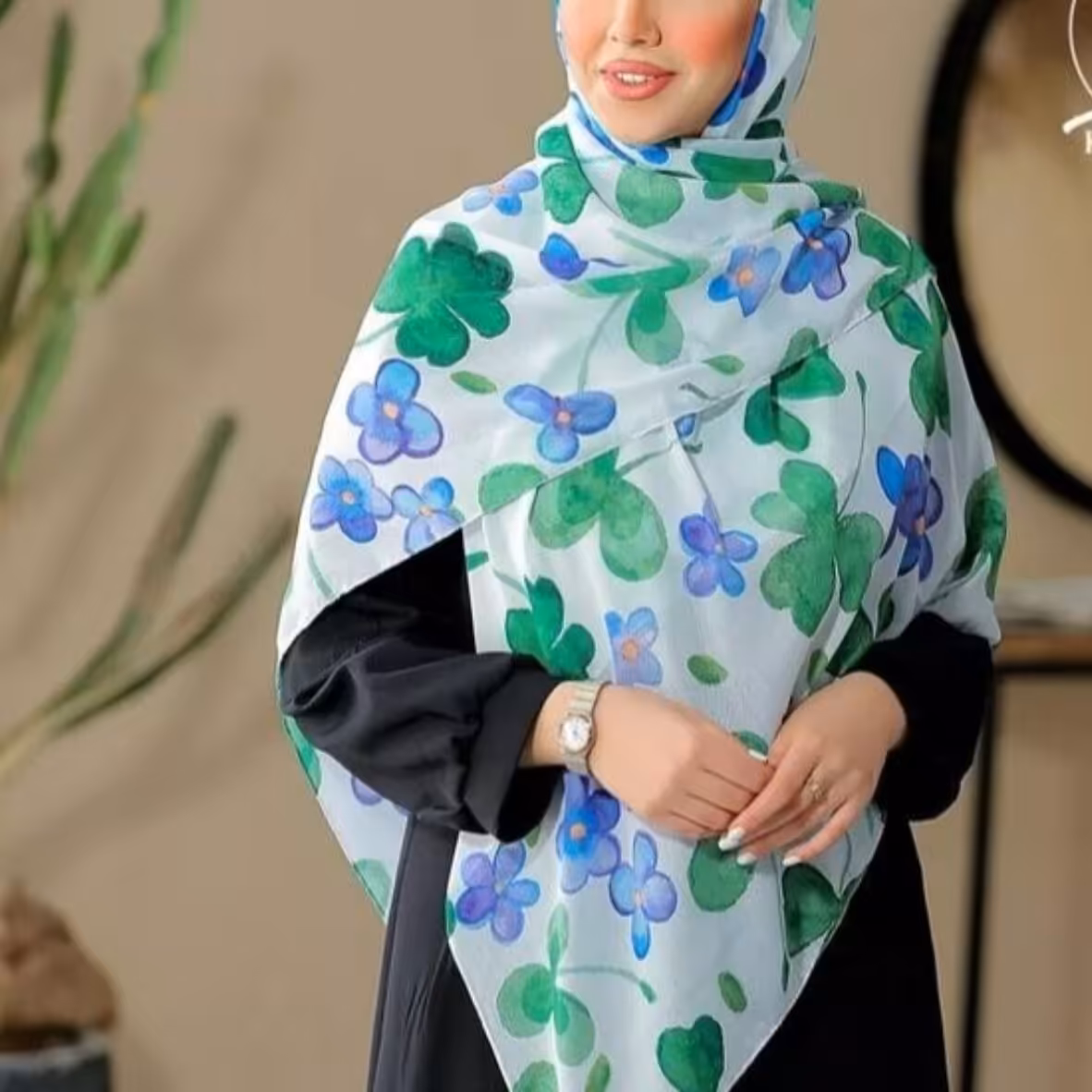 روسری نخ اسپان منگوله دار قواره 140- کد 01