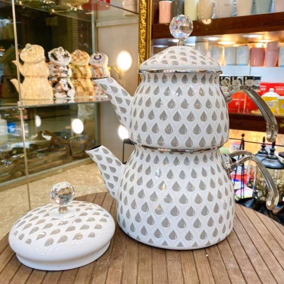 کتری و قوری لعابی مدل اشکی ساخت کشور ترکیه 