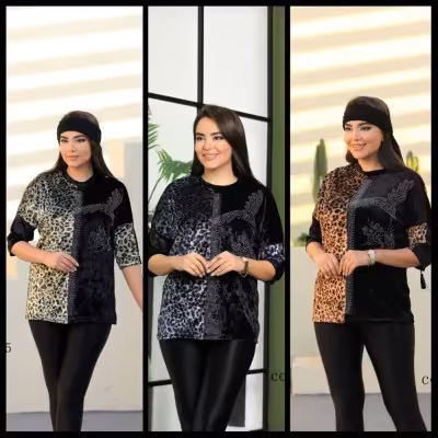 بلوز مخمل پلنگی