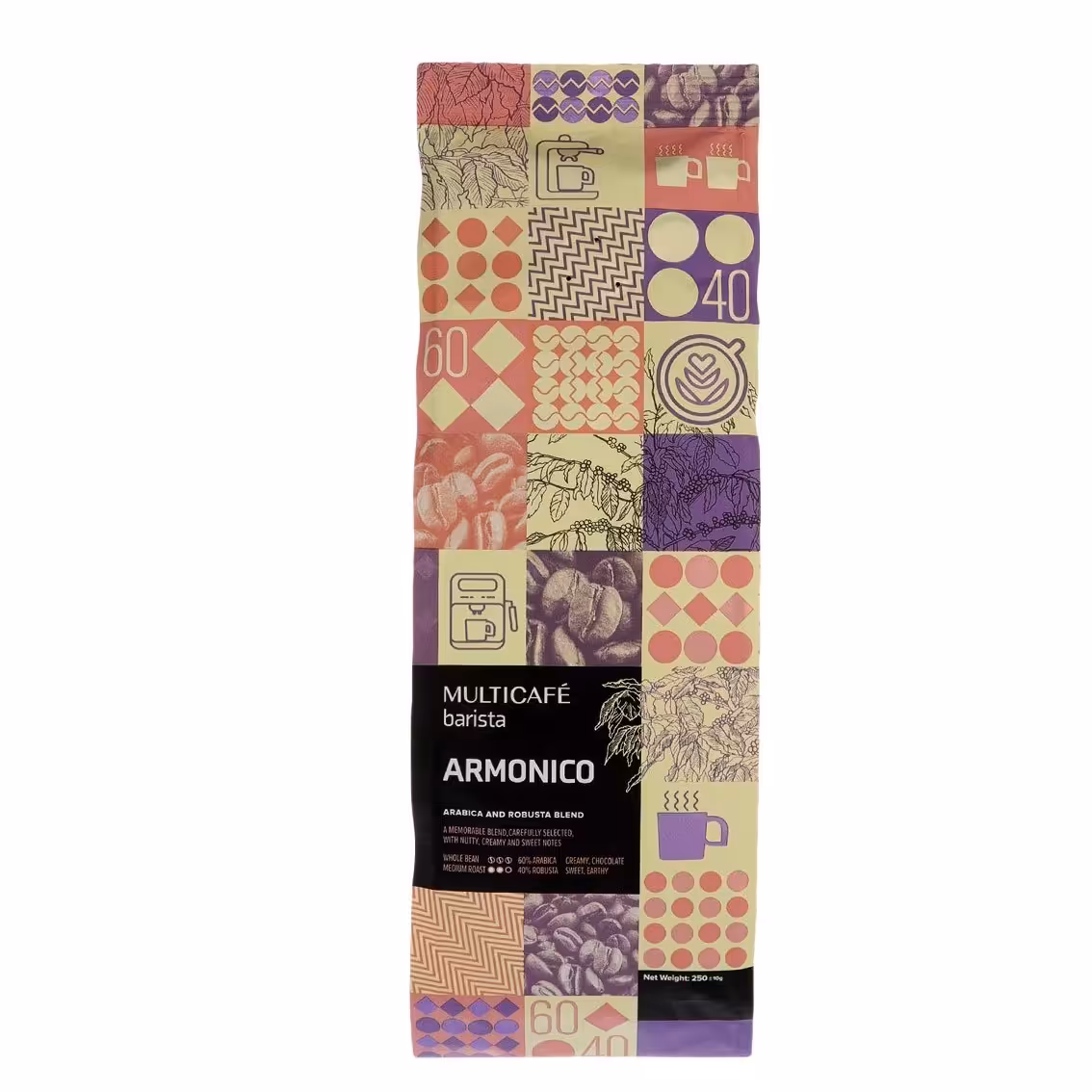 دانه ی قهوه ی ترکیبی آرمانیکو 60 درصد عربیکا40درصد روبوستا