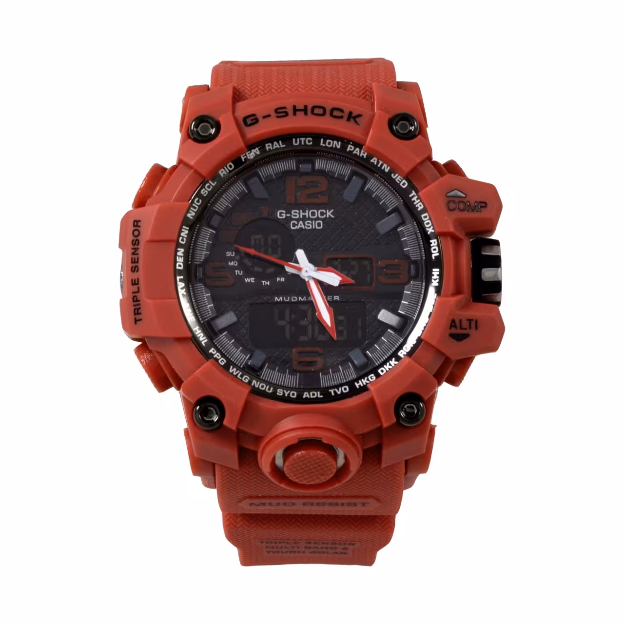 ساعت مچی عقربه ای جی شاک زرشکی