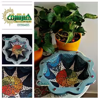 حوض سفالی تزیین شده با کاشی شکسته