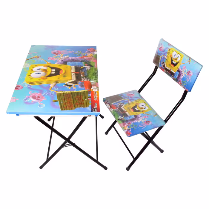 میز تحریر باکسدار با صندلی میزیمو طرح باب اسفنجی 2 کد 1.1