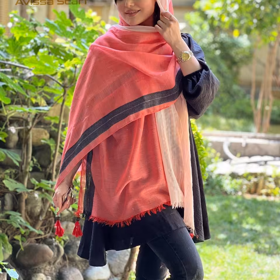 شال نخی لینن منگوله دار 6 کد 102