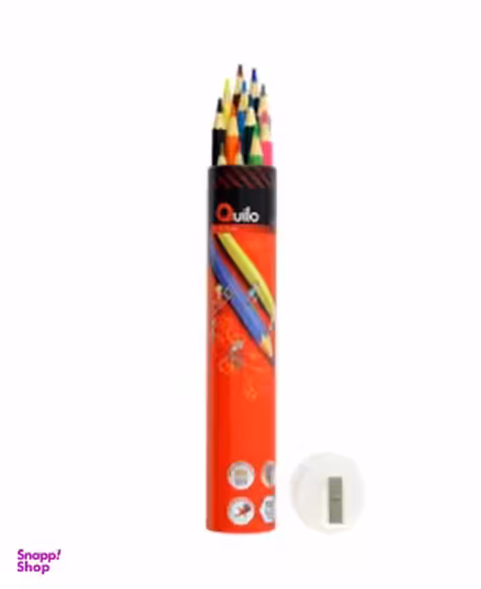 مداد رنگی 12 رنگ جعبه فلزی استوانه ای کویلو (Quilo)