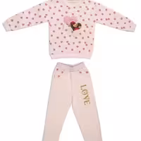 بلوز و شلوار دخترانه گل قلبصورتیLOVE سایز50 مناسب 5تا7 سال pikmode