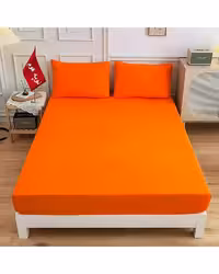 سرویس ملحفه و روبالشی یک نفره 3 تکه نارنجی نوپه هوم Nopehome طرح مینیمال کد A07