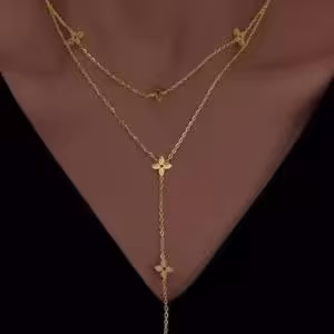 گردنبند 2 لایه طرح ونکلیف تیتانیوم