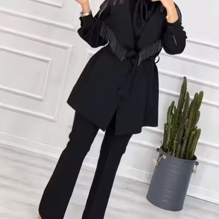 مانتو کتی زنانه مازراتی یقه انگلیسی زنجیری