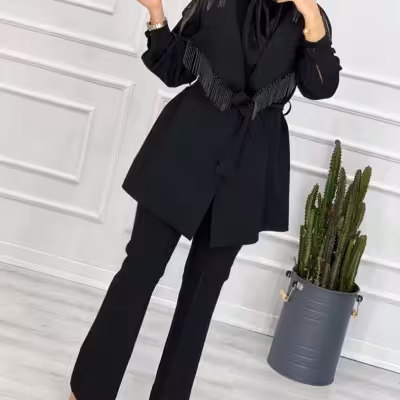 مانتو کتی زنانه مازراتی یقه انگلیسی زنجیری