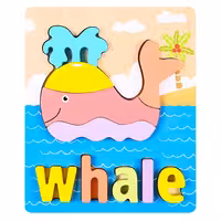 پازل چوبی جاگذاری آموزشی طرح نهنگ کد P/4098/WH