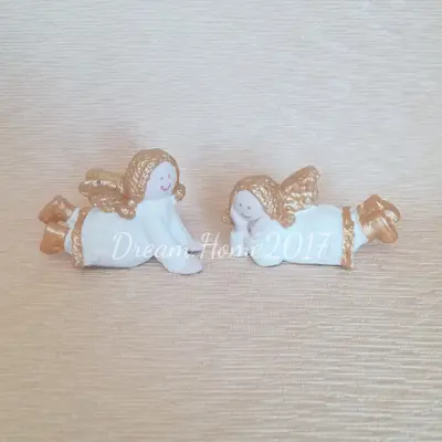 ست دو عدد مجسمه فرشته دکوری فانتزی پلی استر فرشته طرح انگلیش هوم
