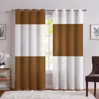 پرده پانچی رنگ سفید شکلاتی مدل ساده SA-964