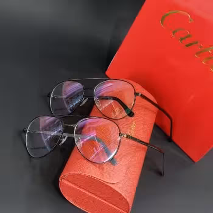 عینک طبی مارک کارتیر مردانه فلزی رنگ ثابت وبدون حساسیت طرح خلبانی