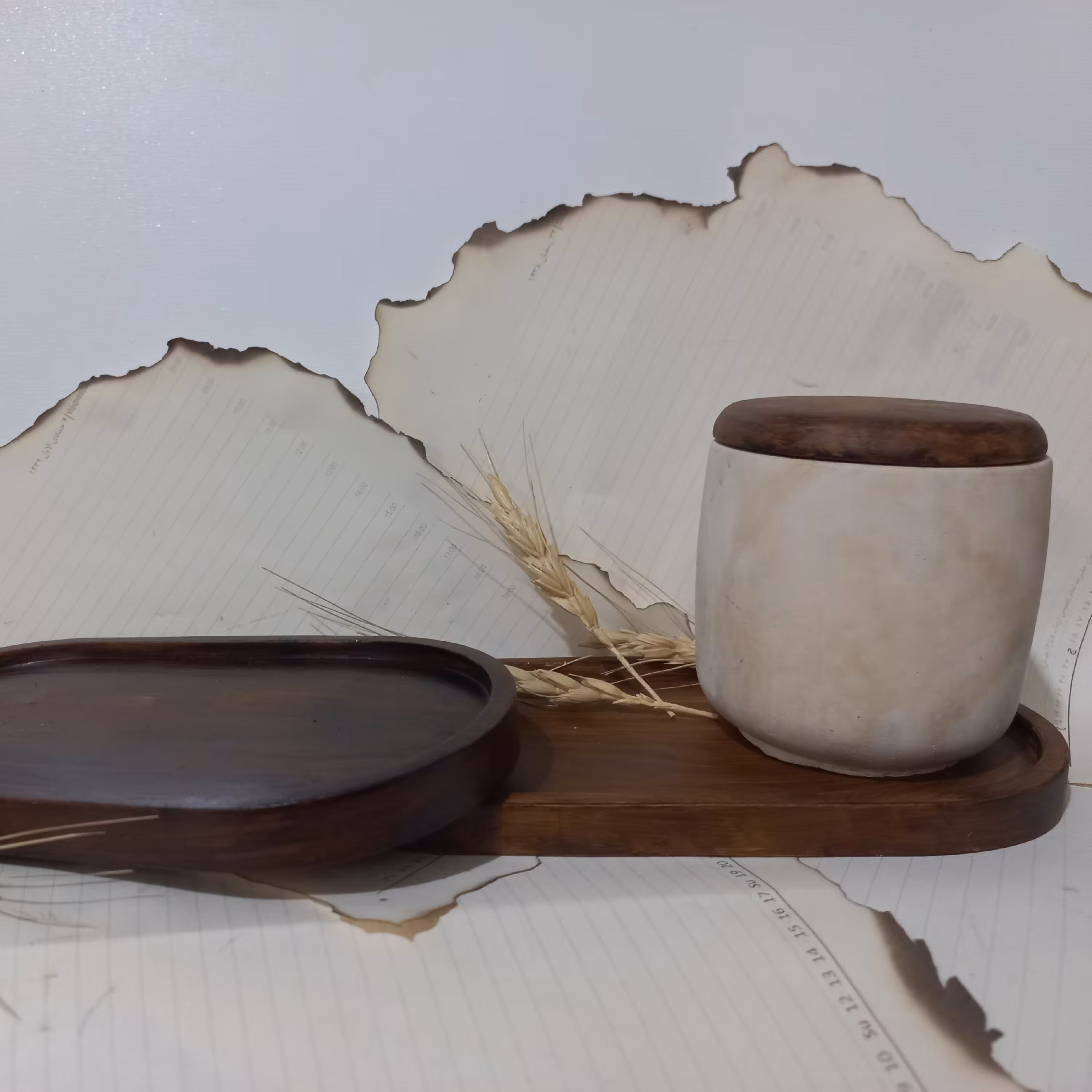 بانکه و سینی سنگ مصنوعی سنگ بتنی طرح چوب (رنگبندی)