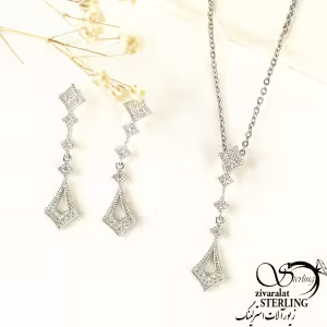 نیمست آویز لوزی نقره طرح کلاسیک کد 8354