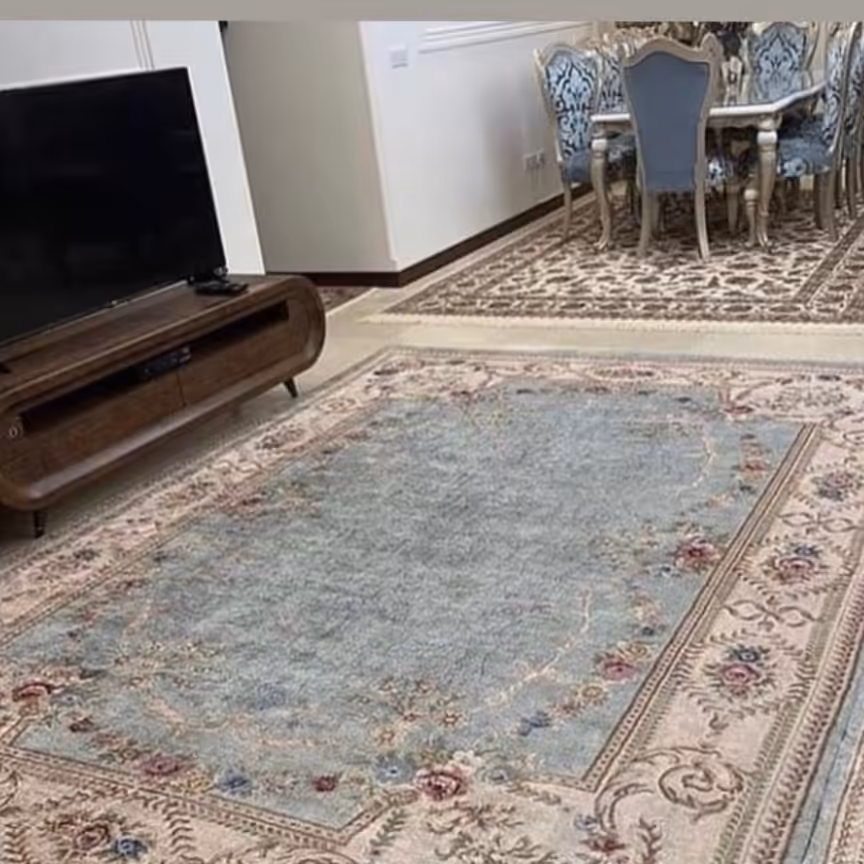 روفرشی مخمل ابریشم ترک دورکشدار  6 متری آبی