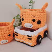 ست سه تایی سبد تریکو،ارسال رایگان، مدل زرافه و ماشین