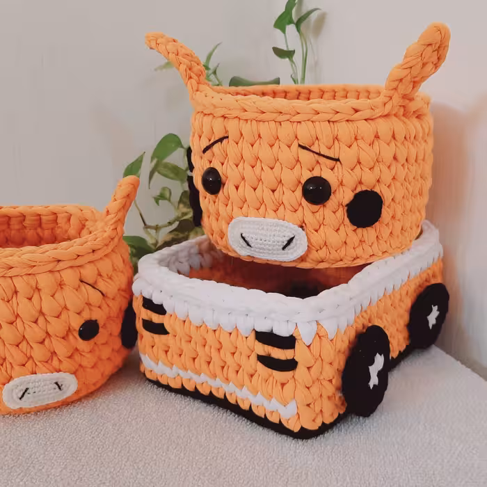 ست سه تایی سبد تریکو،ارسال رایگان، مدل زرافه و ماشین