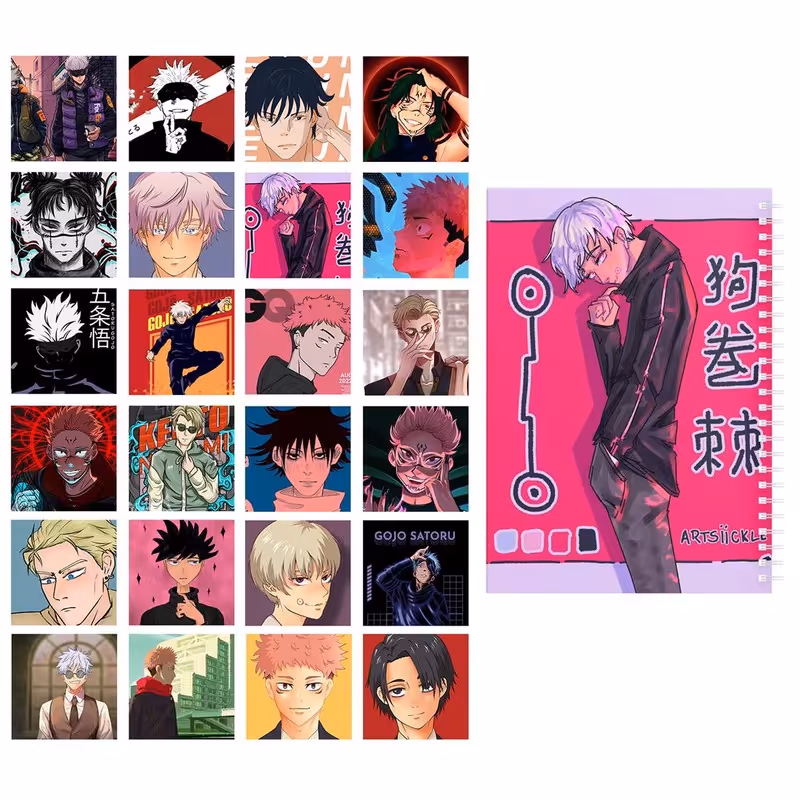 دفتر نقاشی باژیکان طرح انیمه جوجوتسو کایسن کد 20100814 به همراه فتوکارت مجموعه 24 عددی