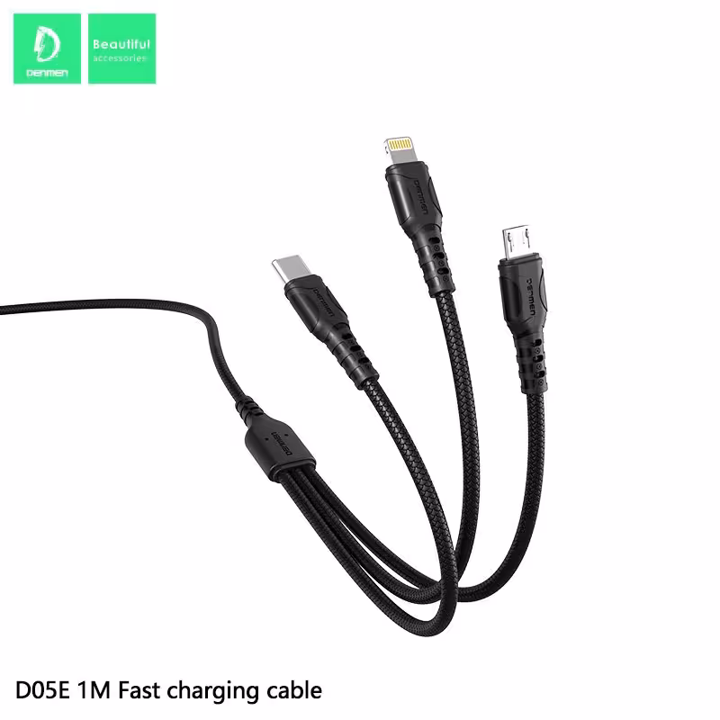 کابل تبدیل USB به لایتنینگ/USB-C/microUSB دنمن مدل D05E طول 1 متر

