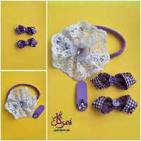 ست هدبند و گل سر ژورنالی نوزادی طرح پروانه بنفش سرگل Sargol