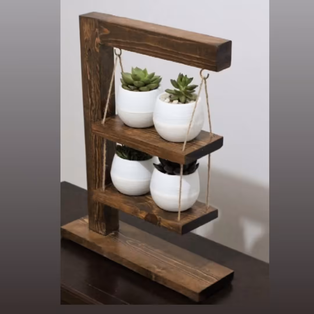 استند گلدان چوبی آویزی