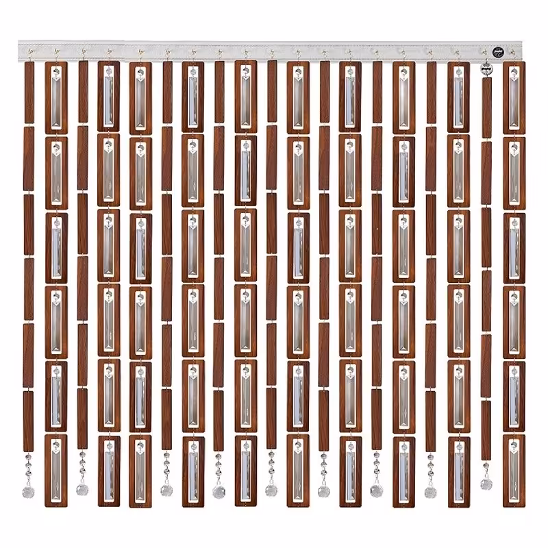 پرده آویز ترکیبی چوب و کریستال مدل آریا عرض100 ارتفاع 250 سانتیمتر(قهوه ای)