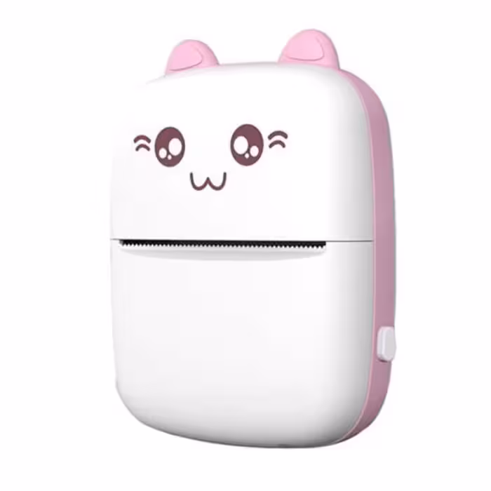 مینی پرینتر حرارتی بلوتوثی شارژی قابل حمل بدون جوهر مدل خرگوشی گربه ای رنگ صورتی 