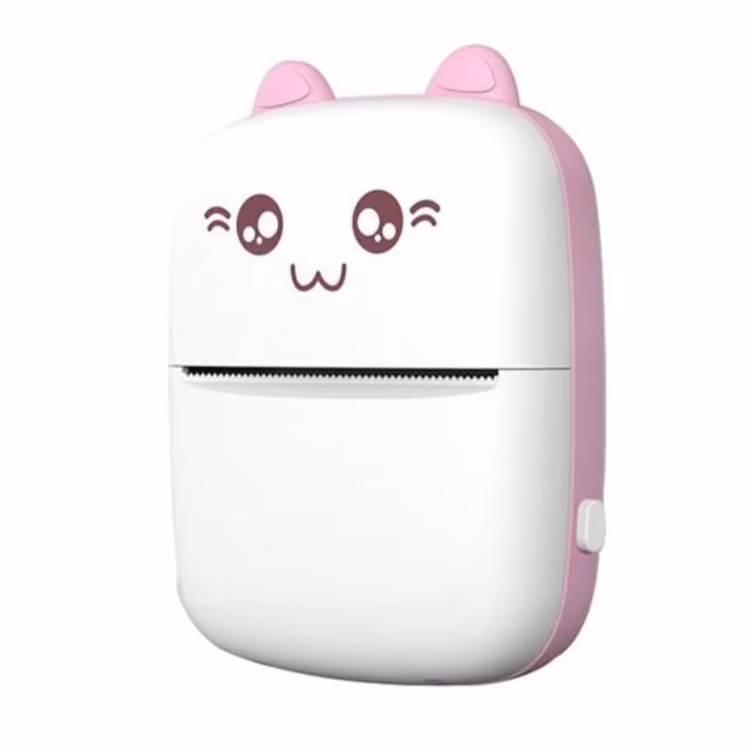 مینی پرینتر حرارتی بلوتوثی شارژی قابل حمل بدون جوهر مدل خرگوشی گربه ای رنگ صورتی 