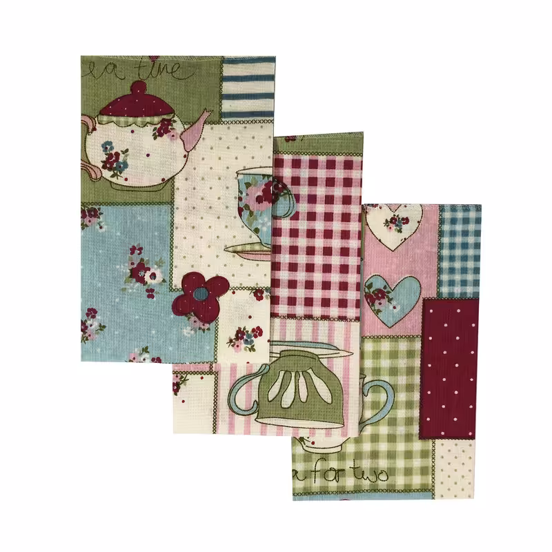 دستمال آشپزخانه طرح Tea کد 84 بسته 3 عددی