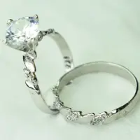ست انگشتر زنانه نقره سولیتر حلقه پشت حلقه عیار 925 کد 404