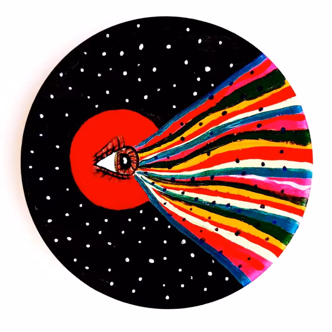 بشقاب سفالی اکرلیک سایز  1 طرح نگرش