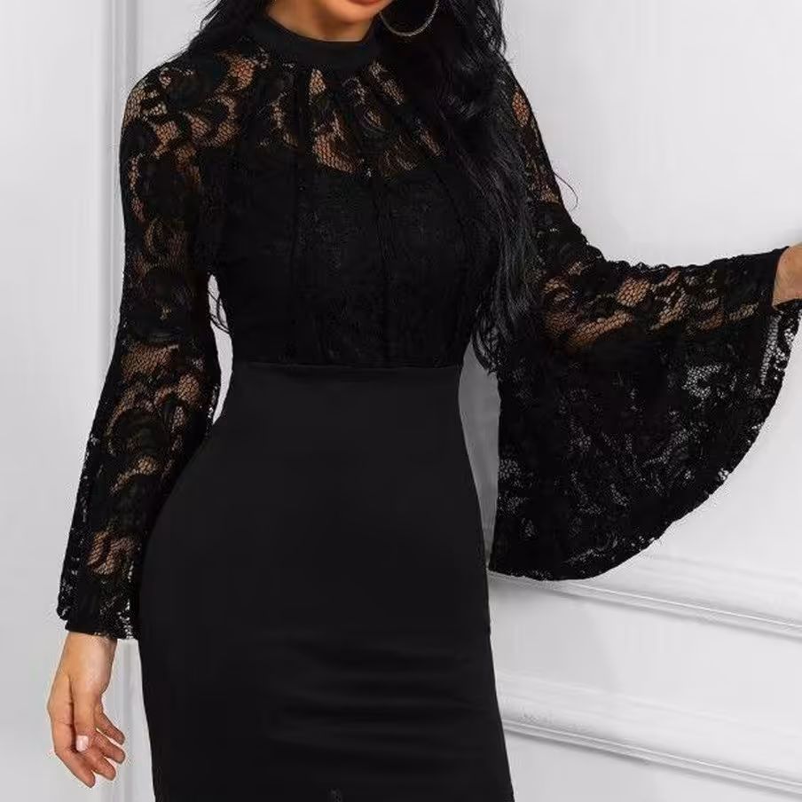 پیراهن کوتاه مجلسی آستین دار