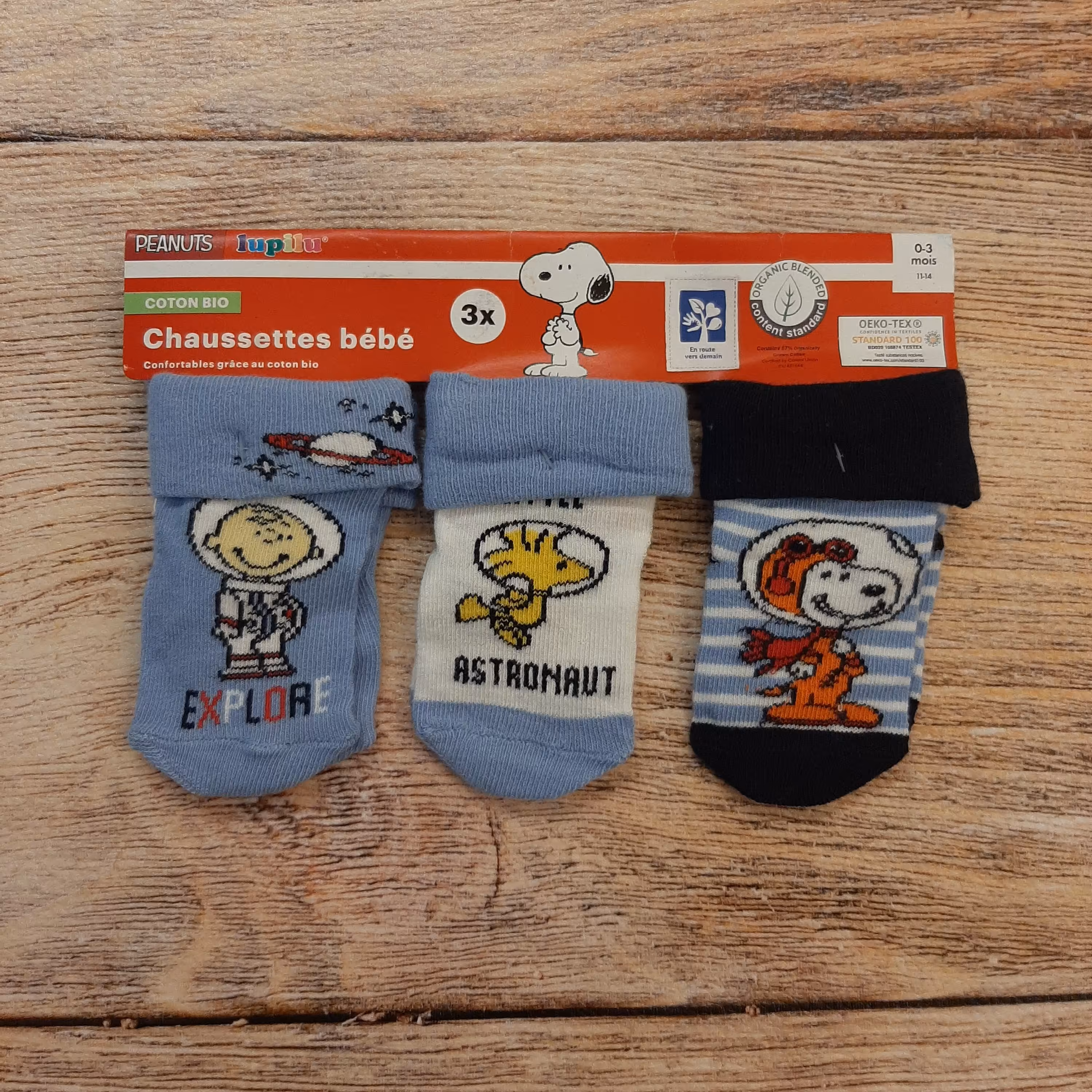 پک سه جفتی جوراب حوله ای نوزادی طرح اسنوپی فضانورد 2برند لوپیلو آلمان 