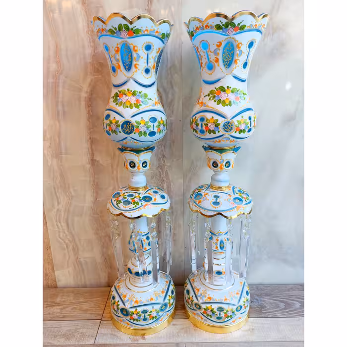 چراغ شمعدان سه پوست فیروزه ای ارسال رایگان گالری نوروزی 